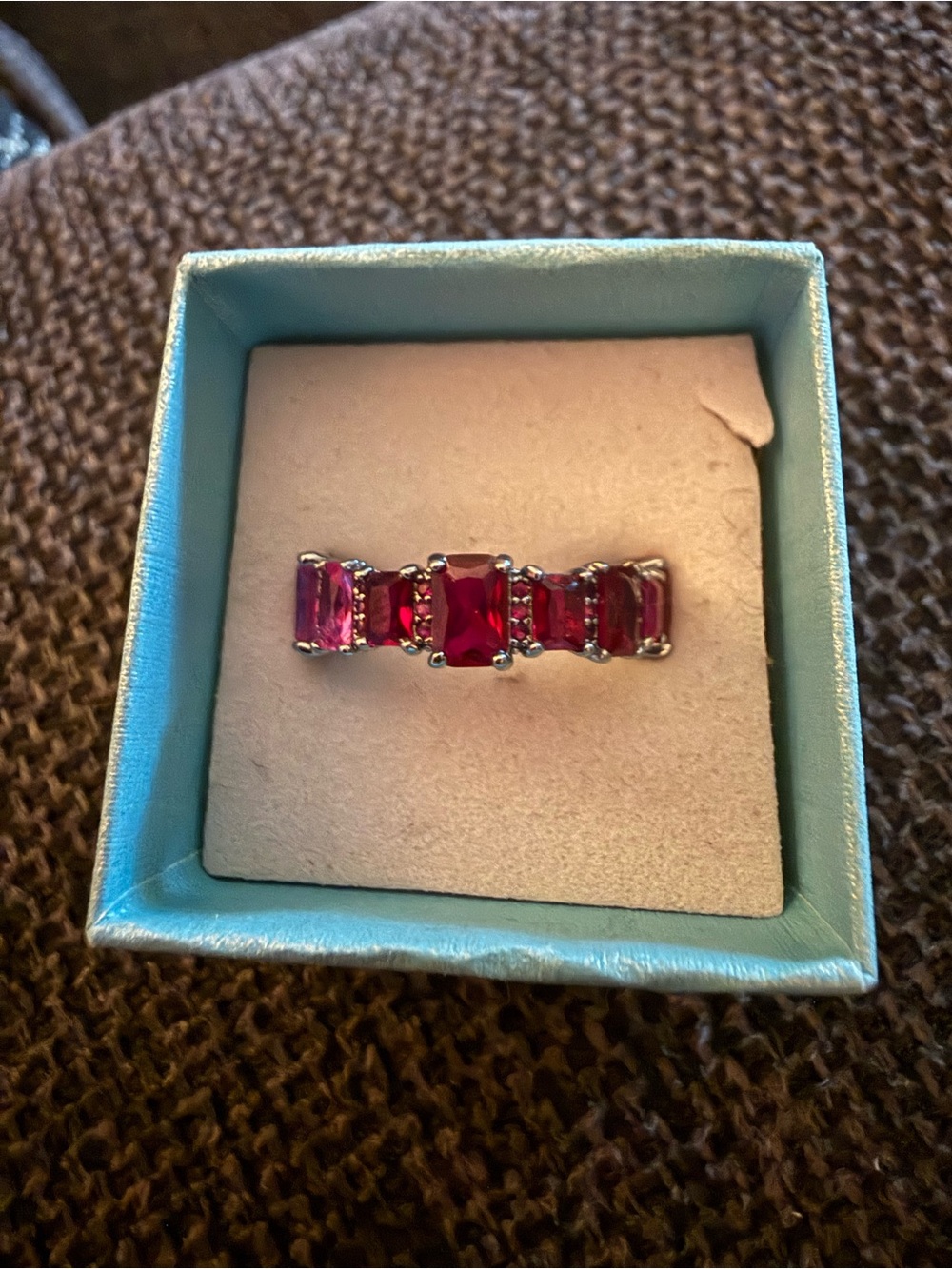 Elegant Pink Gemstone Ring on hematite
